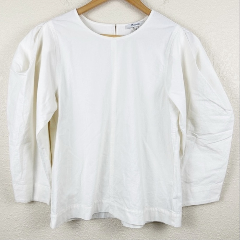 Madewell Puff Sleeve Seamed 3/4 Sleeve Top Size Small Women